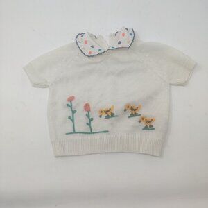 Tout Petit Vintage Embroidered Baby Sweater